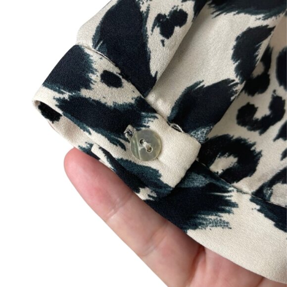 ZARA | Black & Gray Leopard Print Long Sleeve Layered Blouse | Size M - Picture 5 of 14